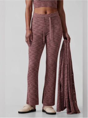 Athleta Revolve Ribbed Boot-Cut Lounge Pants in Tawny Rose Yoga Size Small